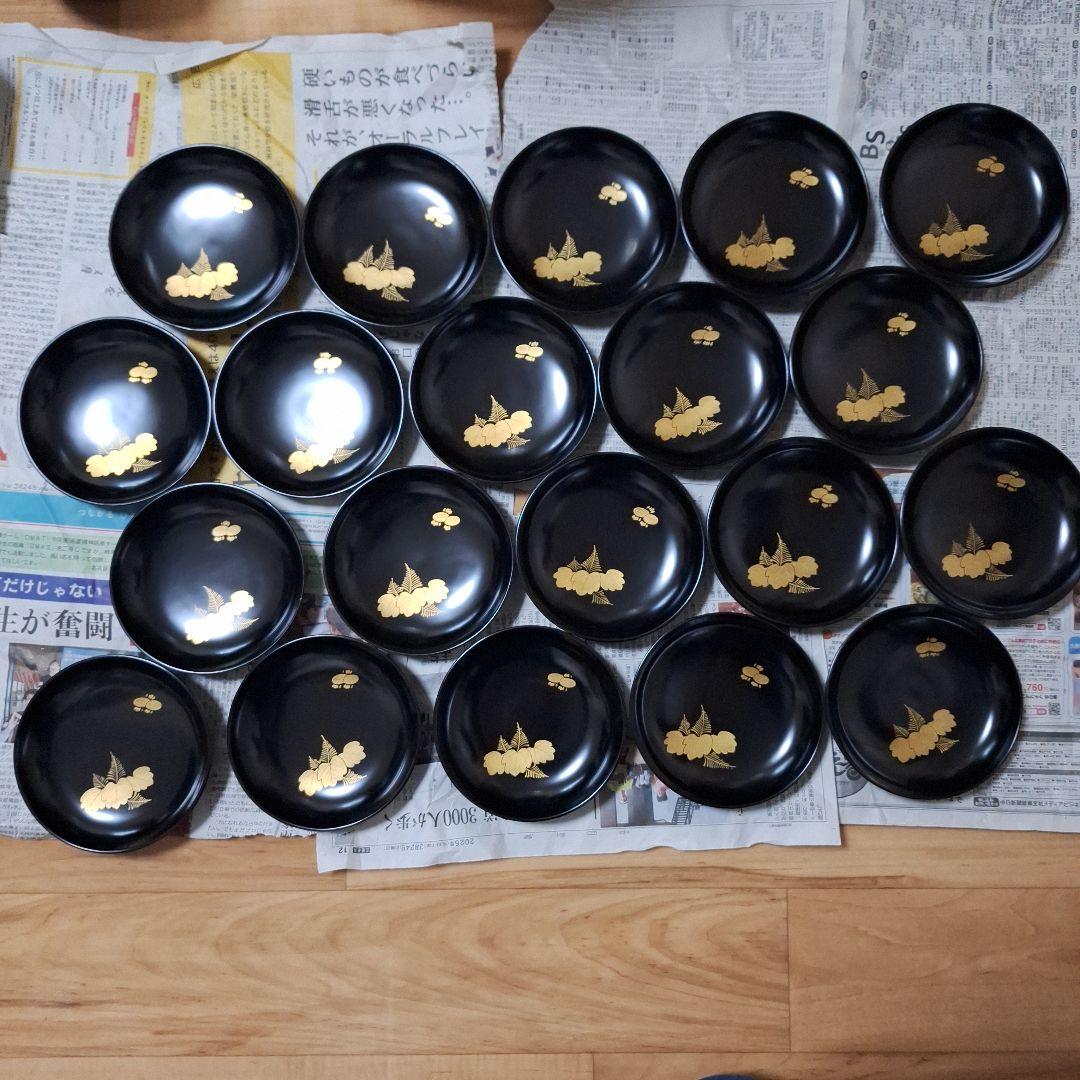 漆器 お椀 20枚セット 金蒔絵 バラ売り⭕ 会津塗 漆器 金彩 蒔絵 高台寺 花丸 お吸物椀 5客 雑煮椀 汁椀 吸椀