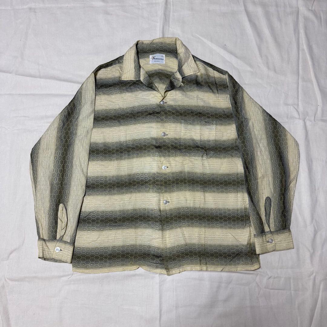 50's samsons ヴィンテージ　シャツ　金刺繍　黒金白　短丈　激レア