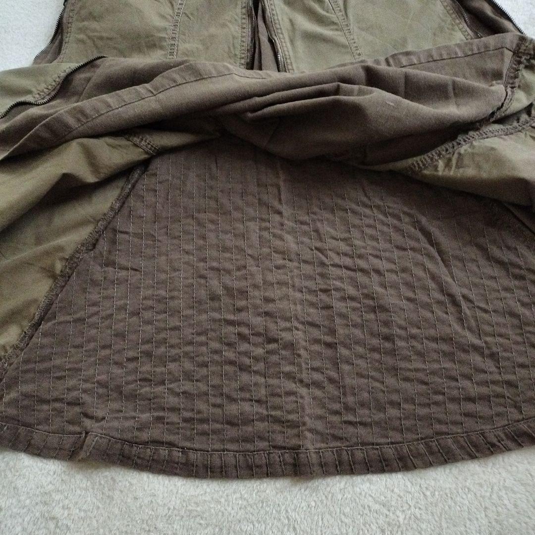 希少goaミリタリーポーチ付きロングスカートy2k カーキリネンジップ