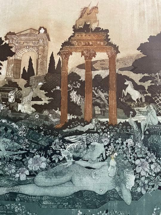 銅版画 : 山下清澄 フォロ・ロマーノ 1 「イタリアの幻想」シリーズ