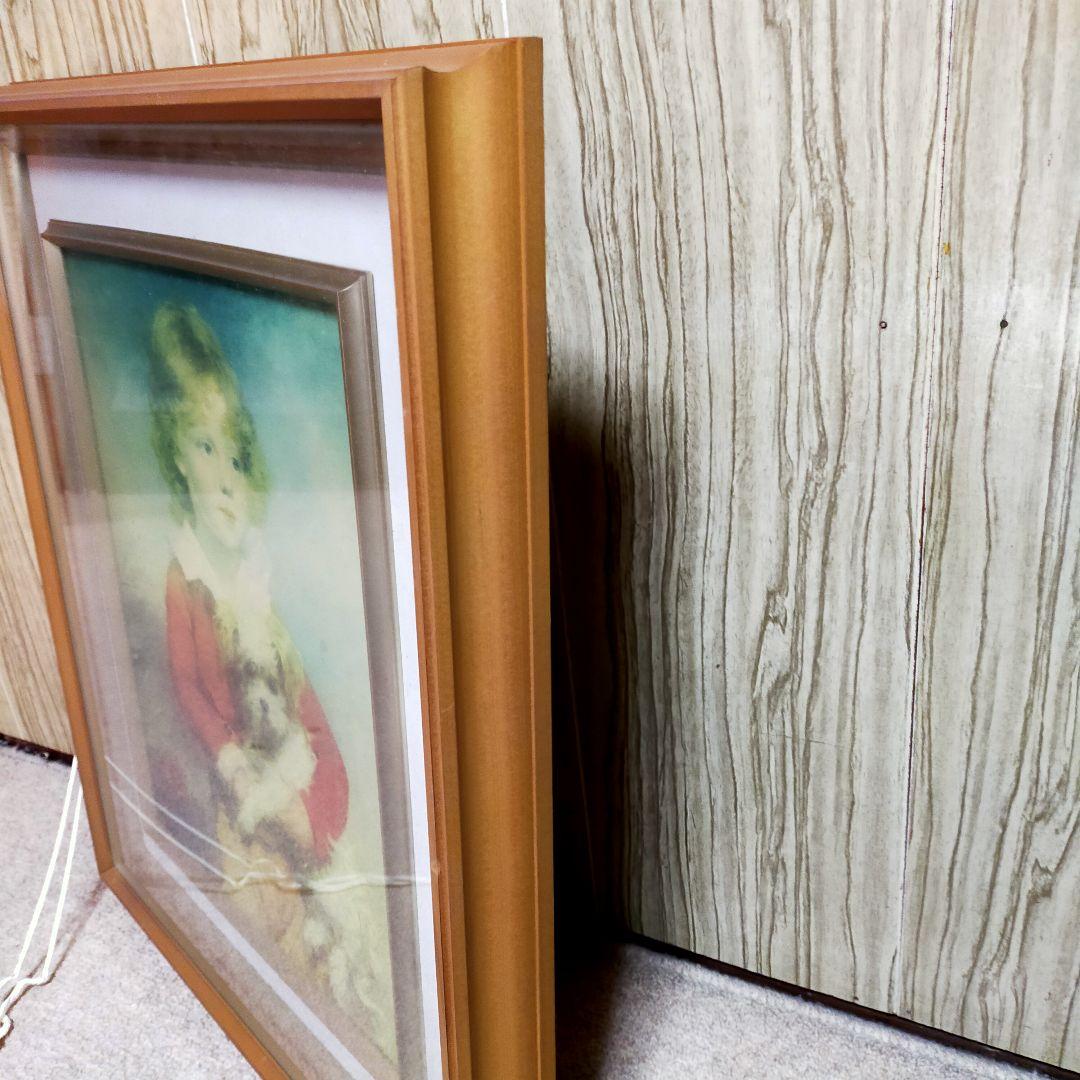 マスター・シンプソン 犬を連れた少年 複製画 木製額縁付き ガラス