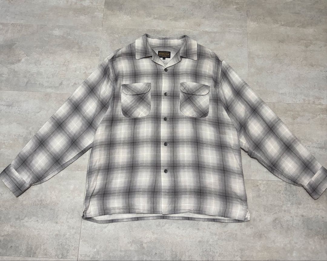 【美品サイズL】ペンドルトン オンブレ チェック オープンカラーシャツ