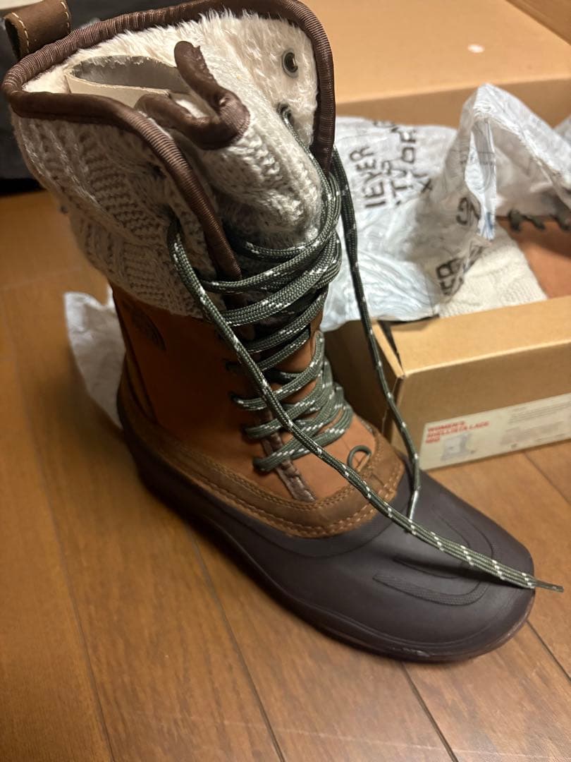 防水ブラウンレースアップ冬用ブーツshellista lace mid