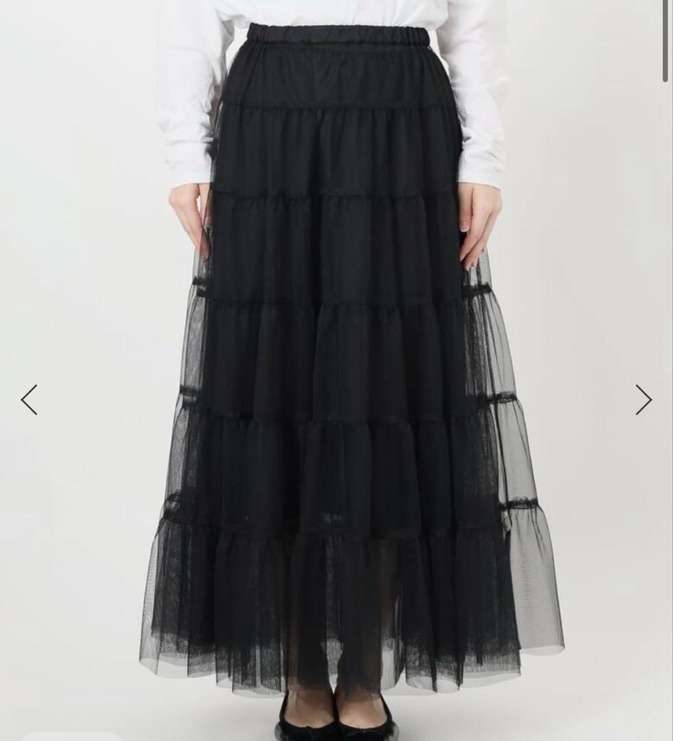 ブラック チュールロングスカート サイズ36