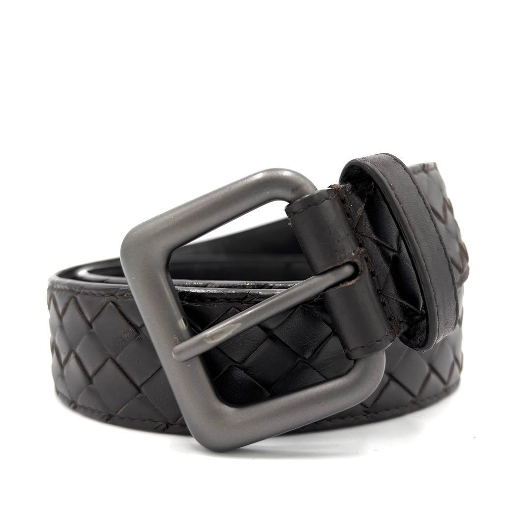 【美品】ボッテガヴェネタ メンズ レザー ベルト イントレチャート 正規品 茶色