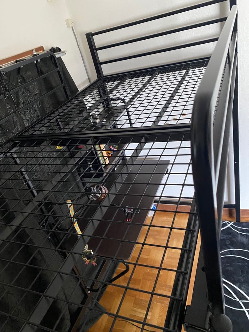 黒 ロフトベッド デスク付き メタルフレーム ニトリ　ロフトベッド　アルルN