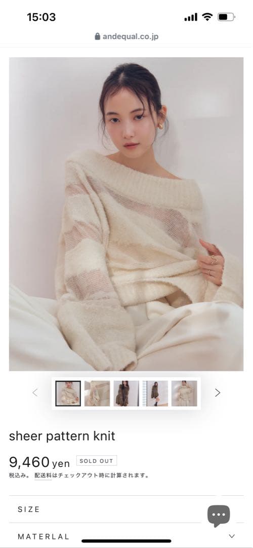 本日のみお値下げ！andequal アンドコール　シアーパターンニット