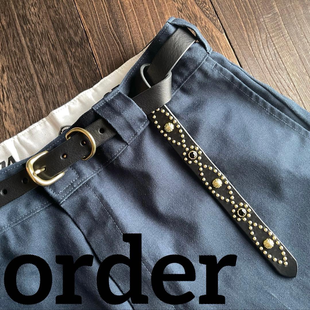 オーダー品スタッズナローロングベルトウエスタンカスタム クロム