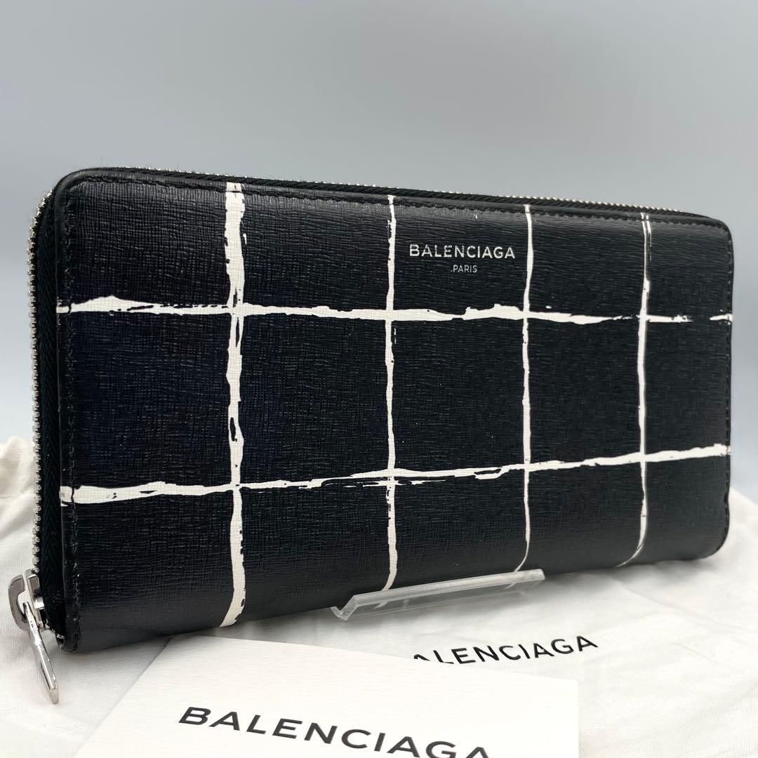 美品★BALENCIAGA ラウンドファスナー　長財布　メンズ　ブラック　黒