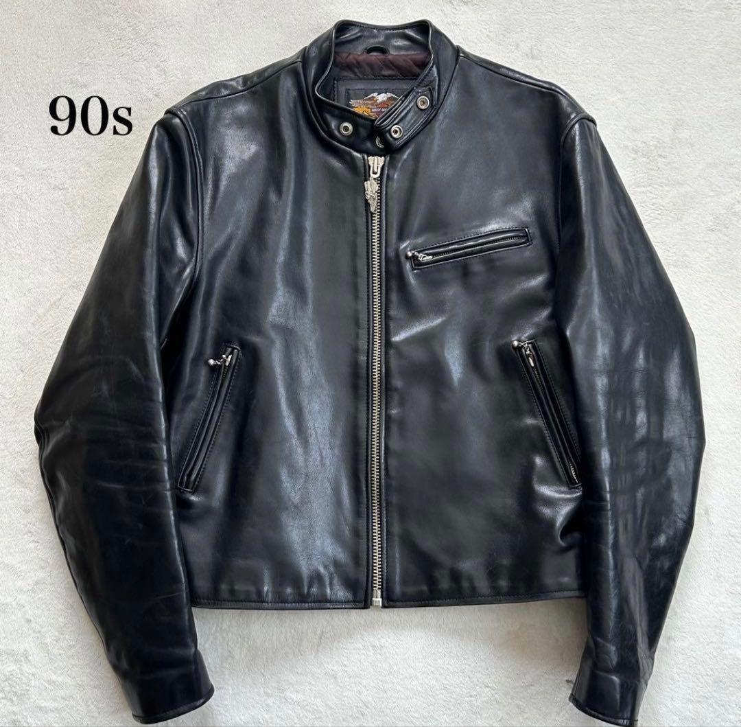 90s ブラック シングルライダースジャケット
