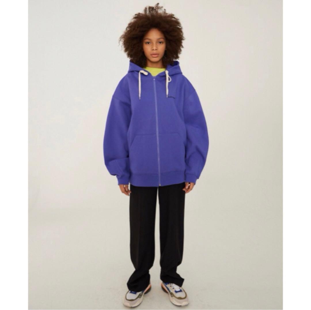 adererror 紫ジップパーカー セール】PIGMENT DYED EMBOSS LOGO ZIP HOODED SWEAT（パーカー