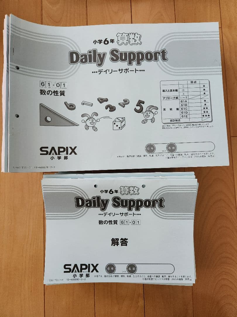 【2025年度】　サピックス　6年生 算数　デイリーサポート　欠番なし