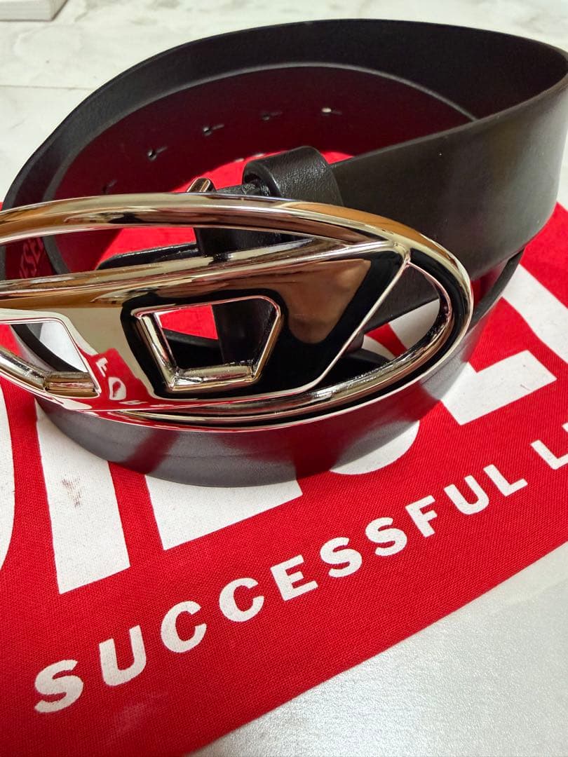 【正規品】DIESEL ブラックレザーベルト サイズ85