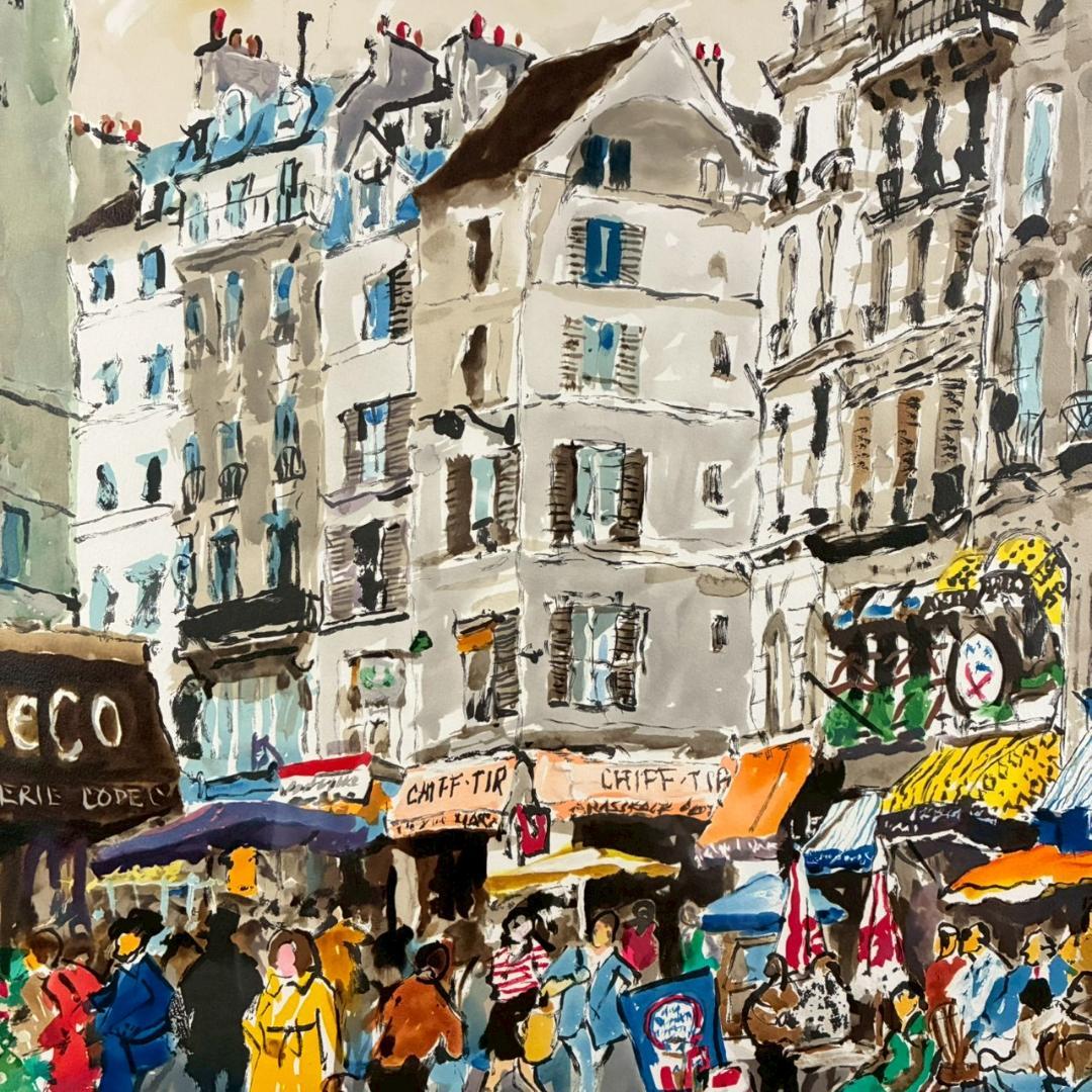 美品 児玉幸雄「カフェ・ドゥ・リュウ・セーヌ」リトグラフ 児玉純子