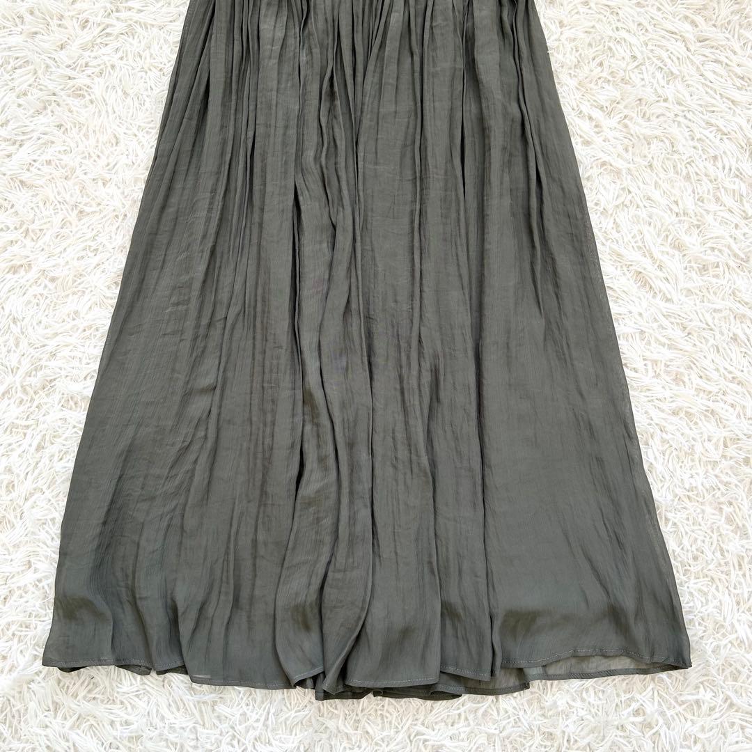 ビアズリー シワシフォンギャザースカート カーキ ウエストゴム - メルカリ