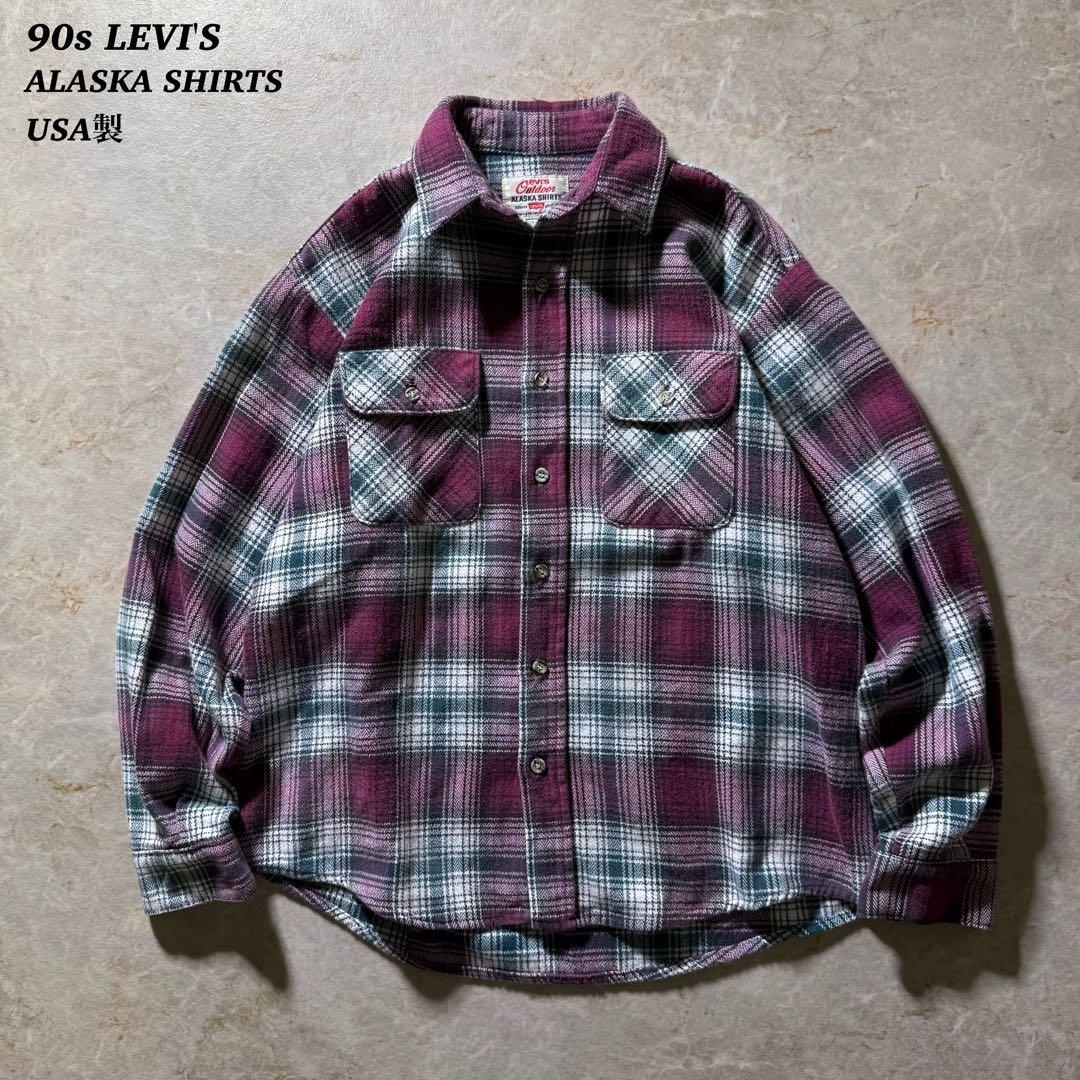 90s Levi's ALASKA SHIRTS古着ネルシャツUSA製レッド L - メルカリ