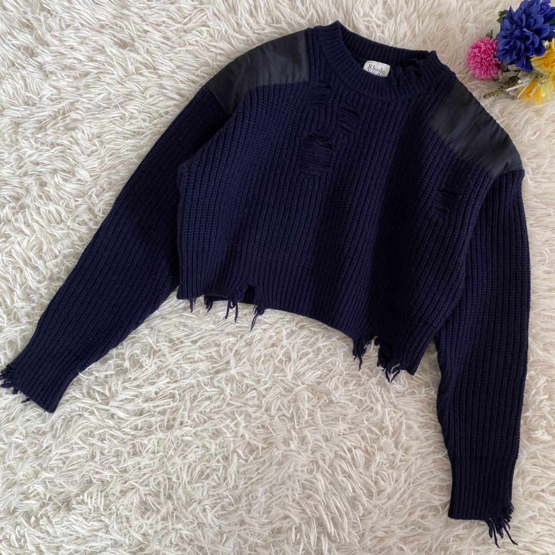 ぽんずRHODOLIRION ロドリリオン　ダメージニット　ツイルニット