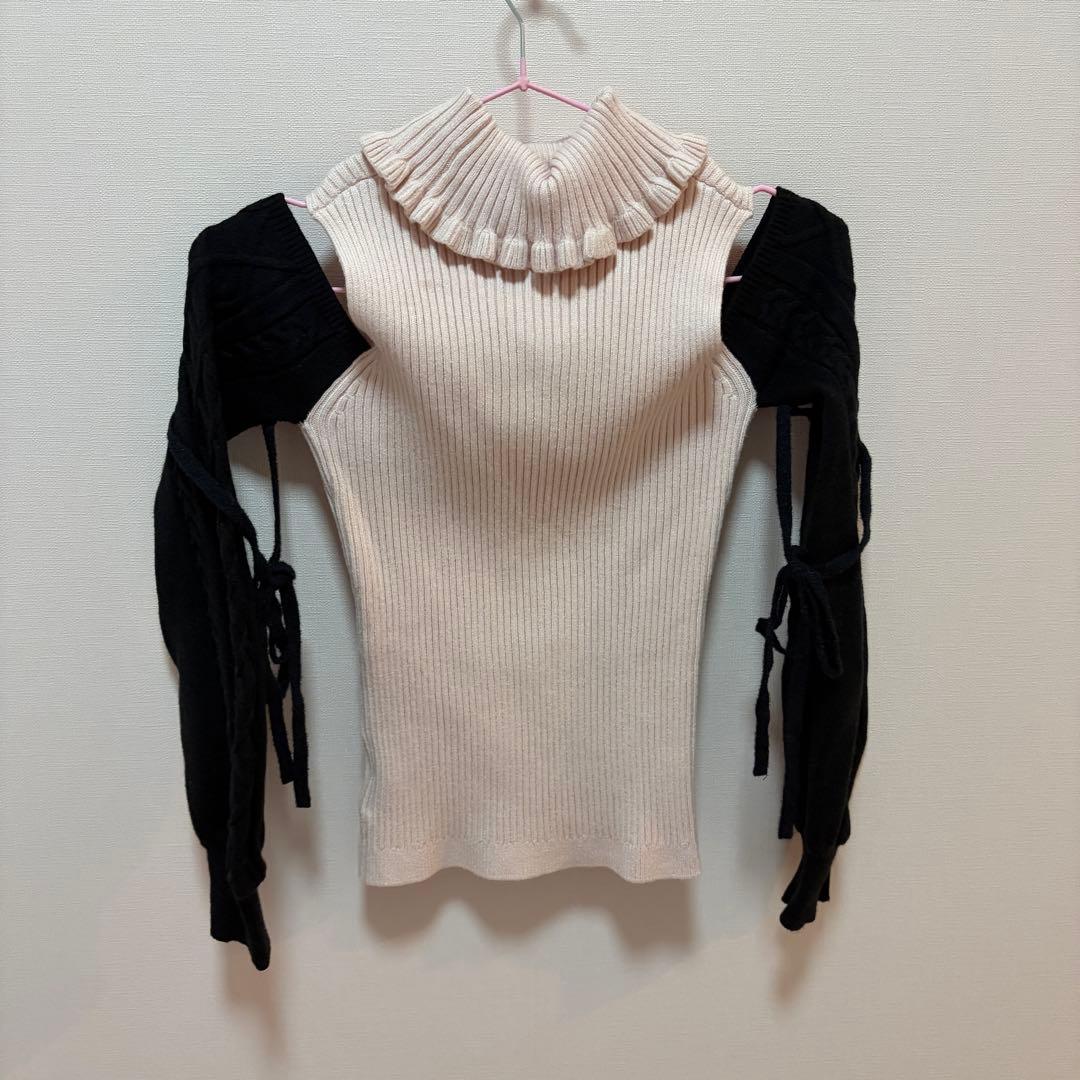 ハニーミュウ ハートカット肩あきケーブルニット ピンクXS - メルカリ