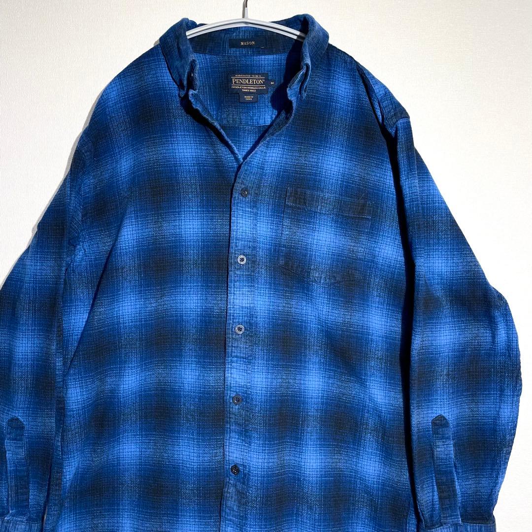 G*n様 【希少】 ペンドルトン オンブレ チェック ダーク ブルー シャツ L PENDLETON / ペンドルトン / オンブレチェック / ボードシャツ / 半袖