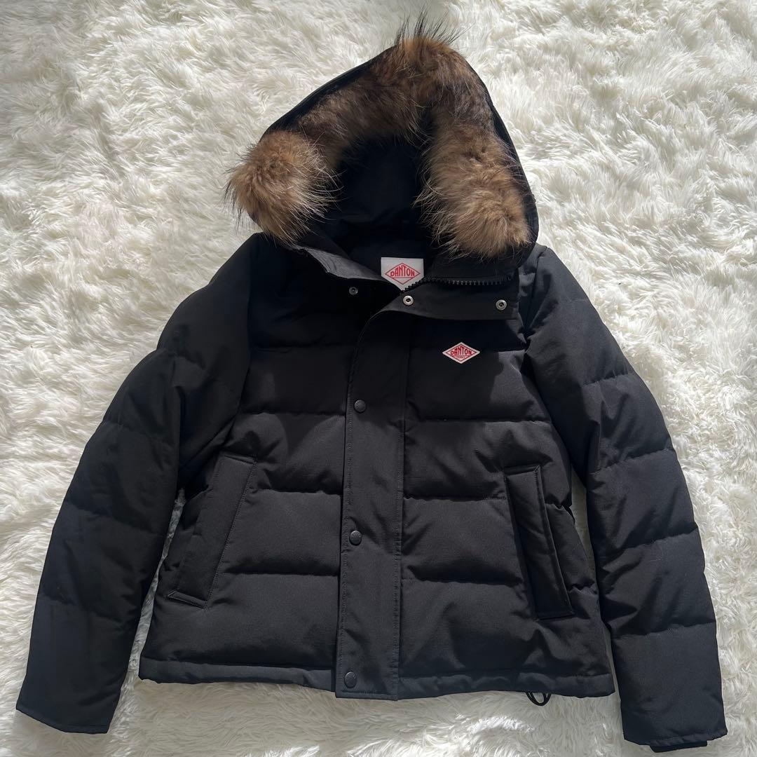 ダントン DANTON ダウンジャケット ファー フード ブラック S