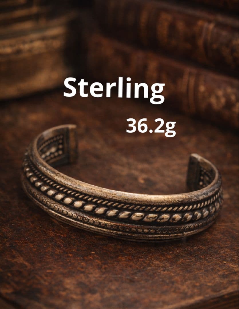 重厚36g スターリングシルバー ヴィンテージカフブレス