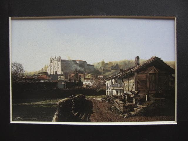 藤田西洋、【コンベント（僧院）とオレオ（穀物倉）のある朝の風景】