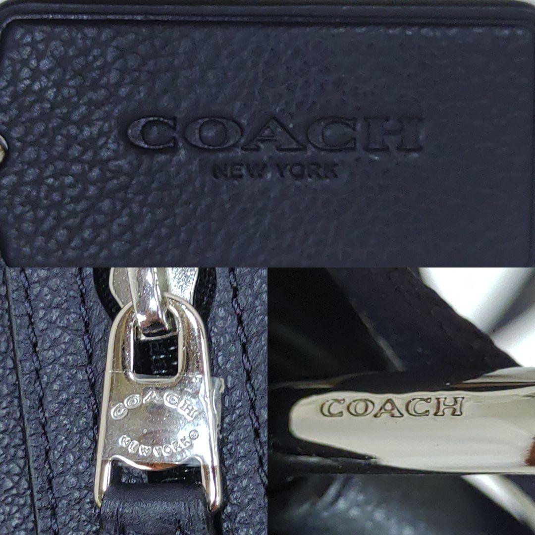 未使用級】コーチ チャールズ メッセンジャーバッグ レザー 紺 ヘリテージ