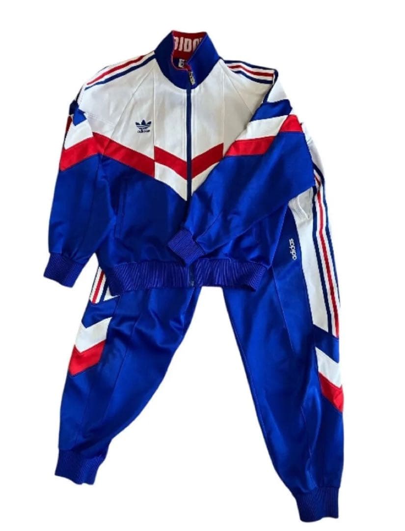 90s アディダス トレフォイル ジャージ トリコロール　上下セット