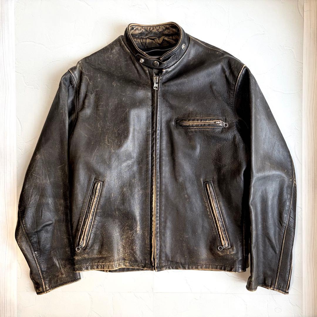 【schott】90's Single rider's jacket 641 Schott 641 Horsehide Cafe Racer Jacket - RevZilla