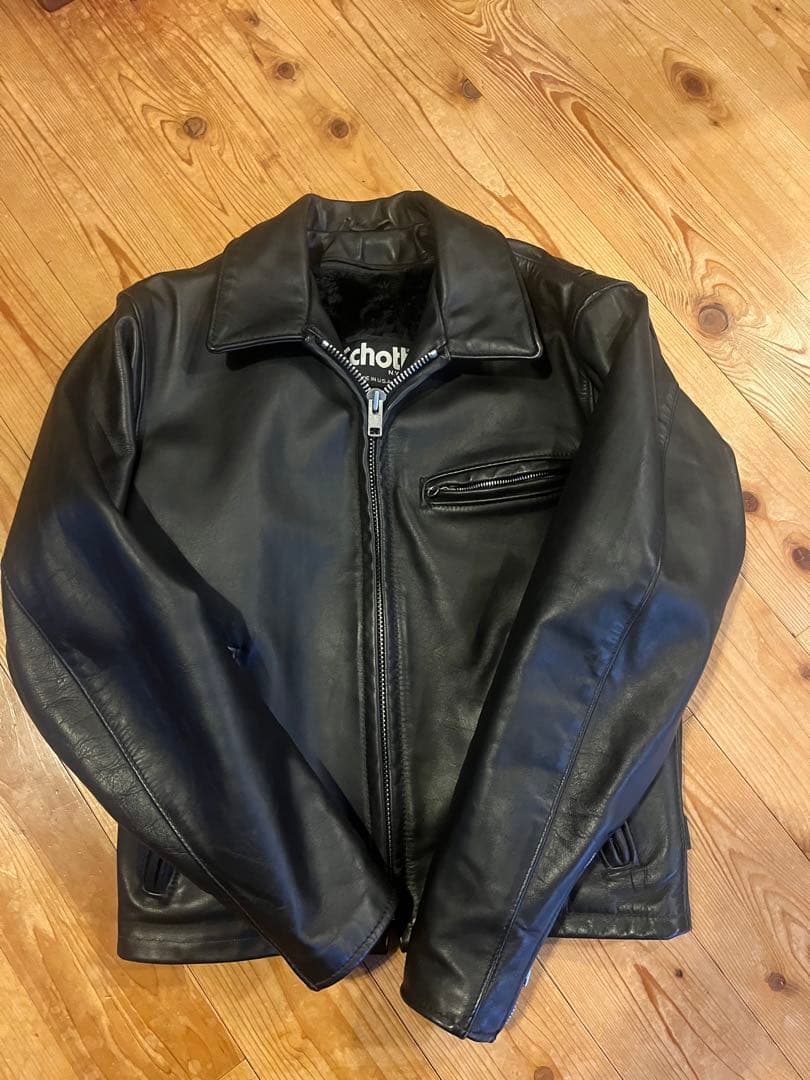 schott シングルライダースジャケット 黒 Schott641（ショット）革ジャンシングル（牛革）裏ライナー付き