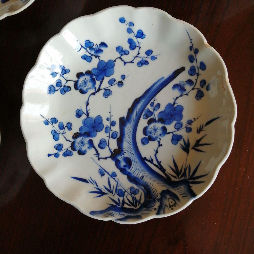 伊万里 染付輪花縁中皿 5枚 20.7cm 明治期 【傷多し】 - メルカリ