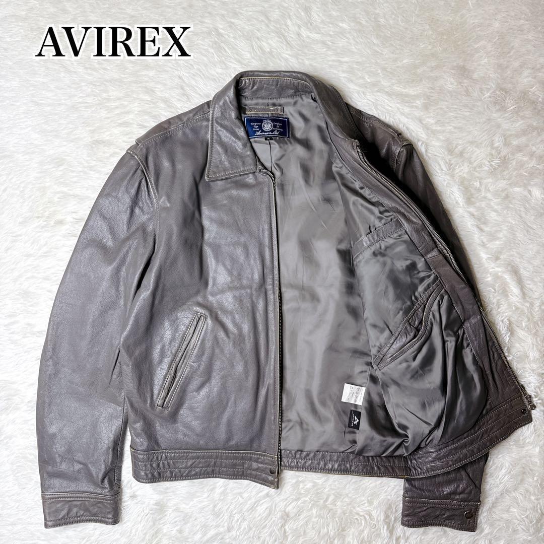 AVIREX レザージャケット グレー XLサイズ 牛革 - メルカリ