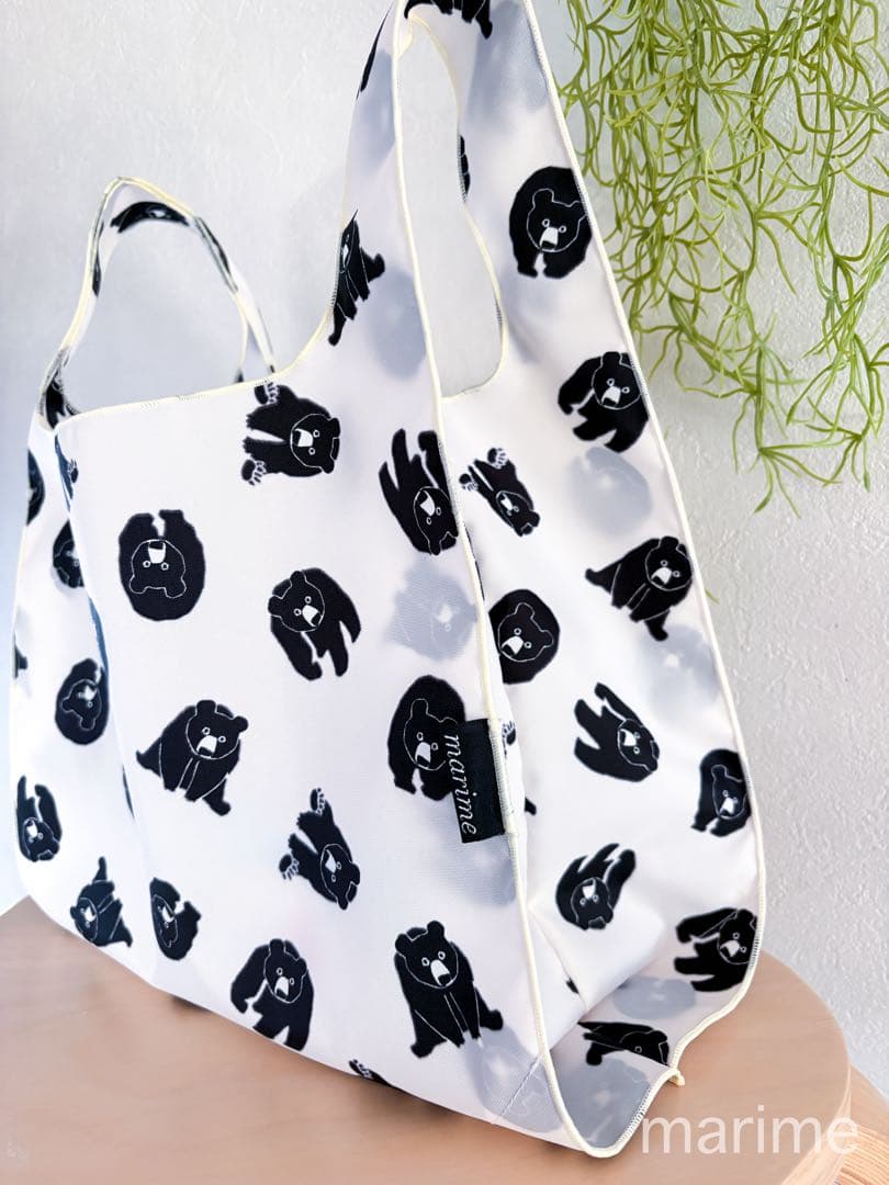 ナイロンコンビニエコバッグ/くまちゃん/ハンドメイド - メルカリ