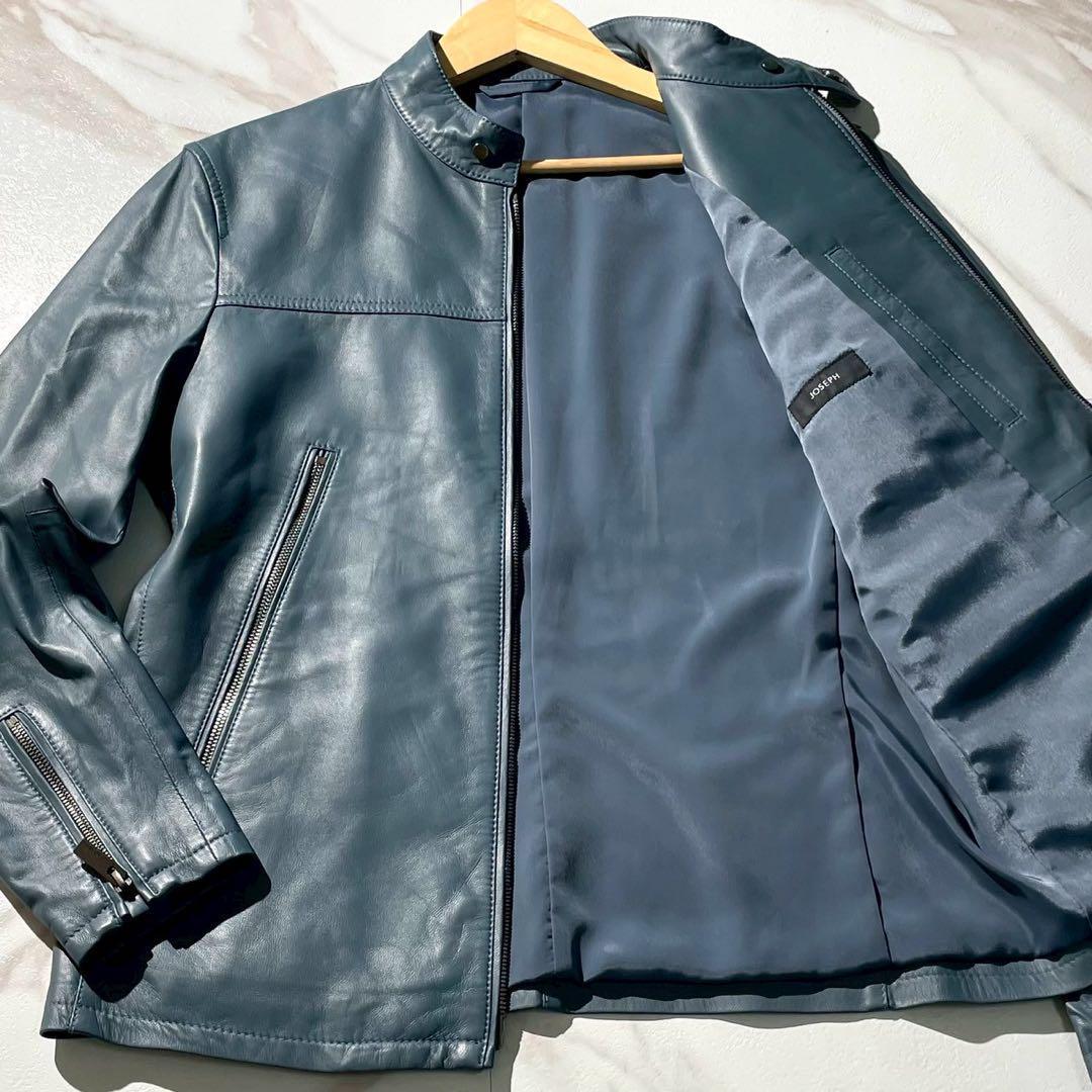 未使用タグ付✨JOSEPH スタンドカラー シングルライダースジャケット 羊革