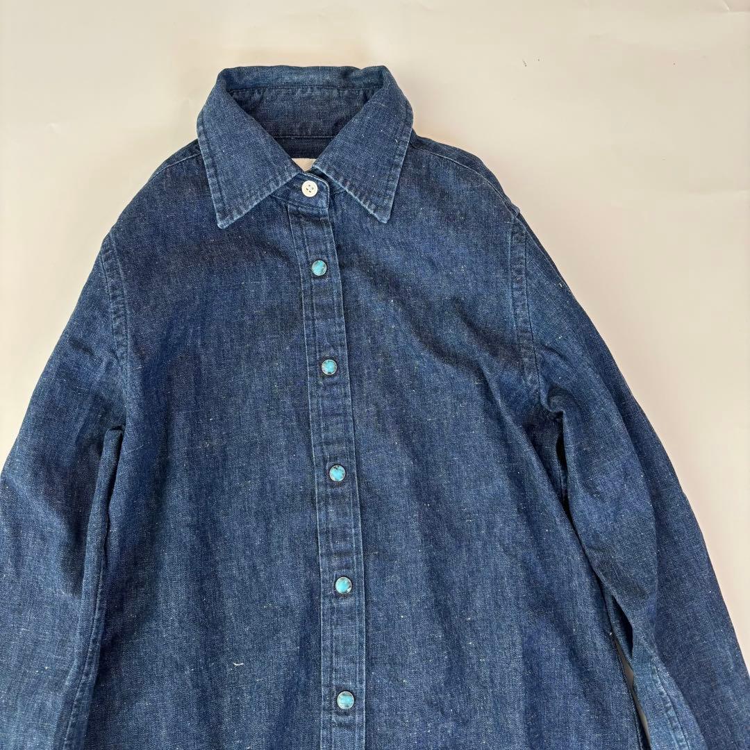 美品 ウィムガゼット デニムシャツ 長袖 羽織 ブルー - メルカリ