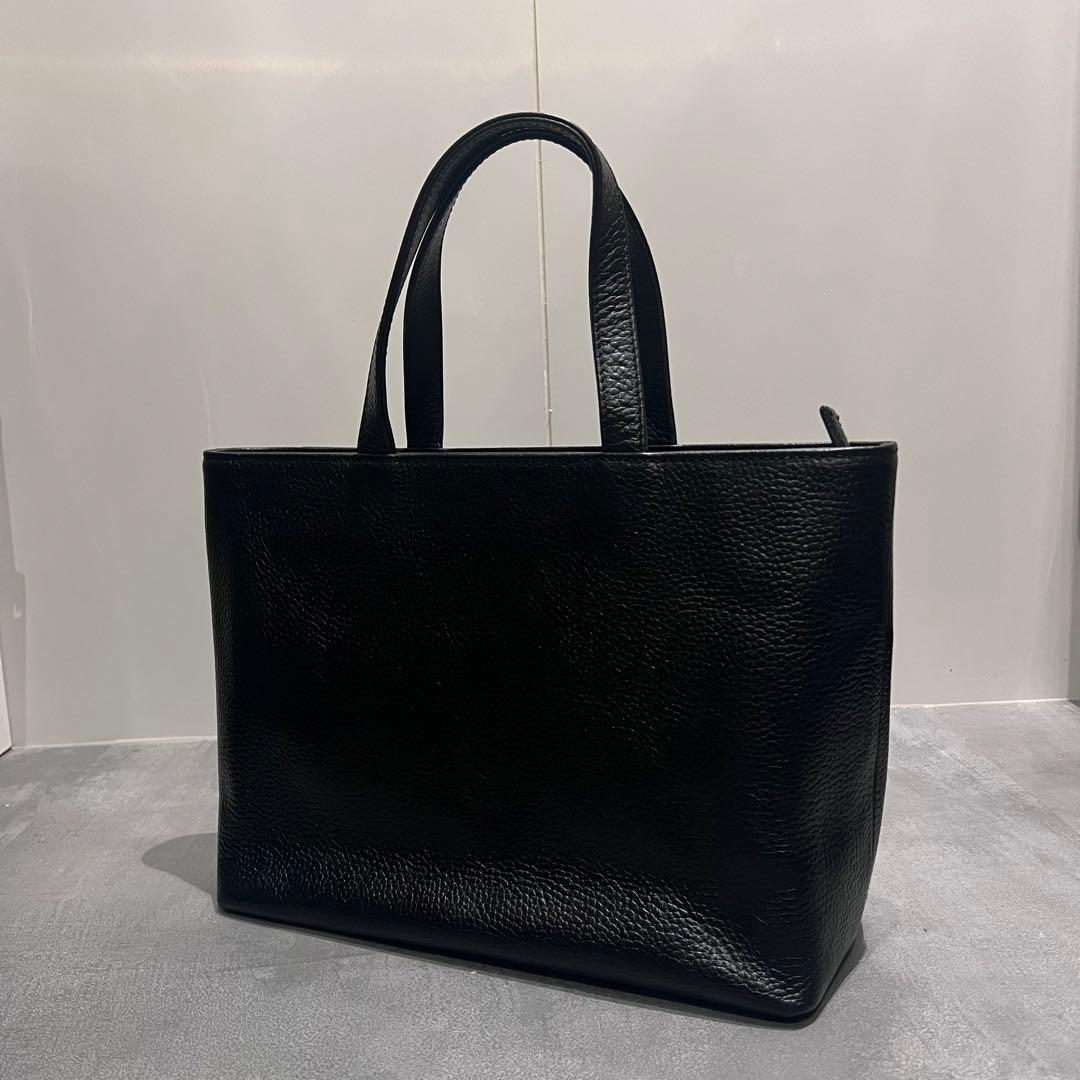 美品Hushtag ミニトートバッグ　姫路レザーシボ革　ブラック