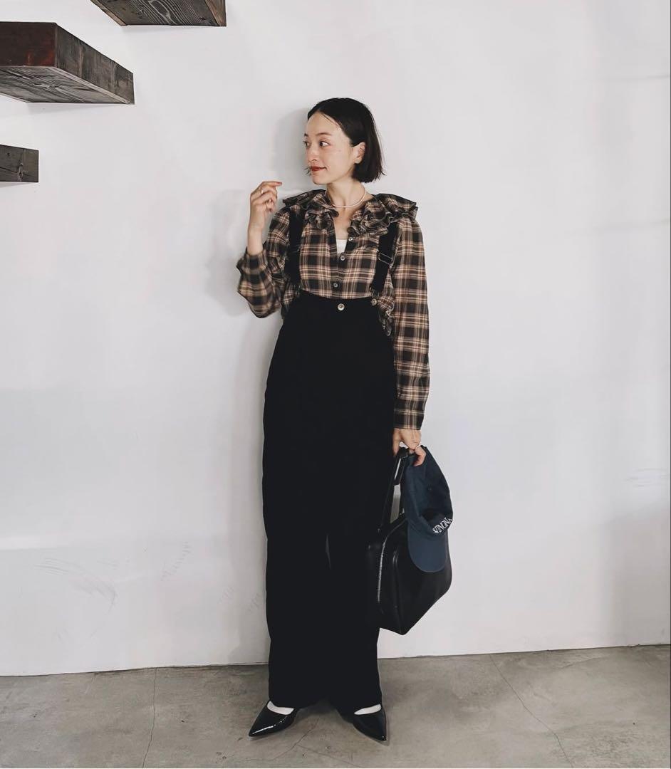 【美品】Whim Gazette フリルチェックブラウス