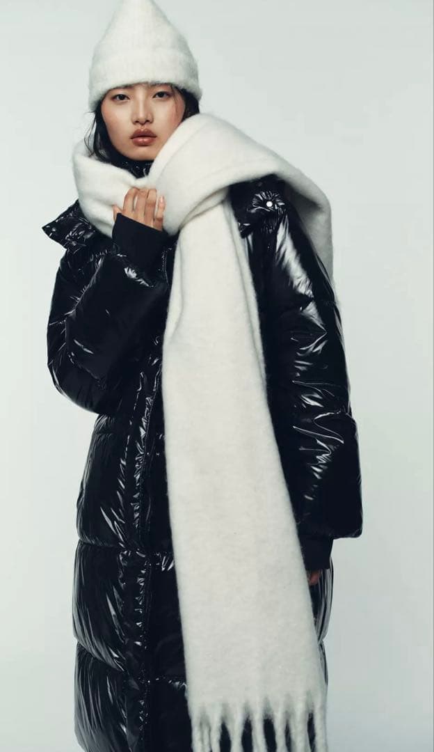 ○ZARA○ザラ○M○シャイニーロングアノラック○ロングダウンタイプ