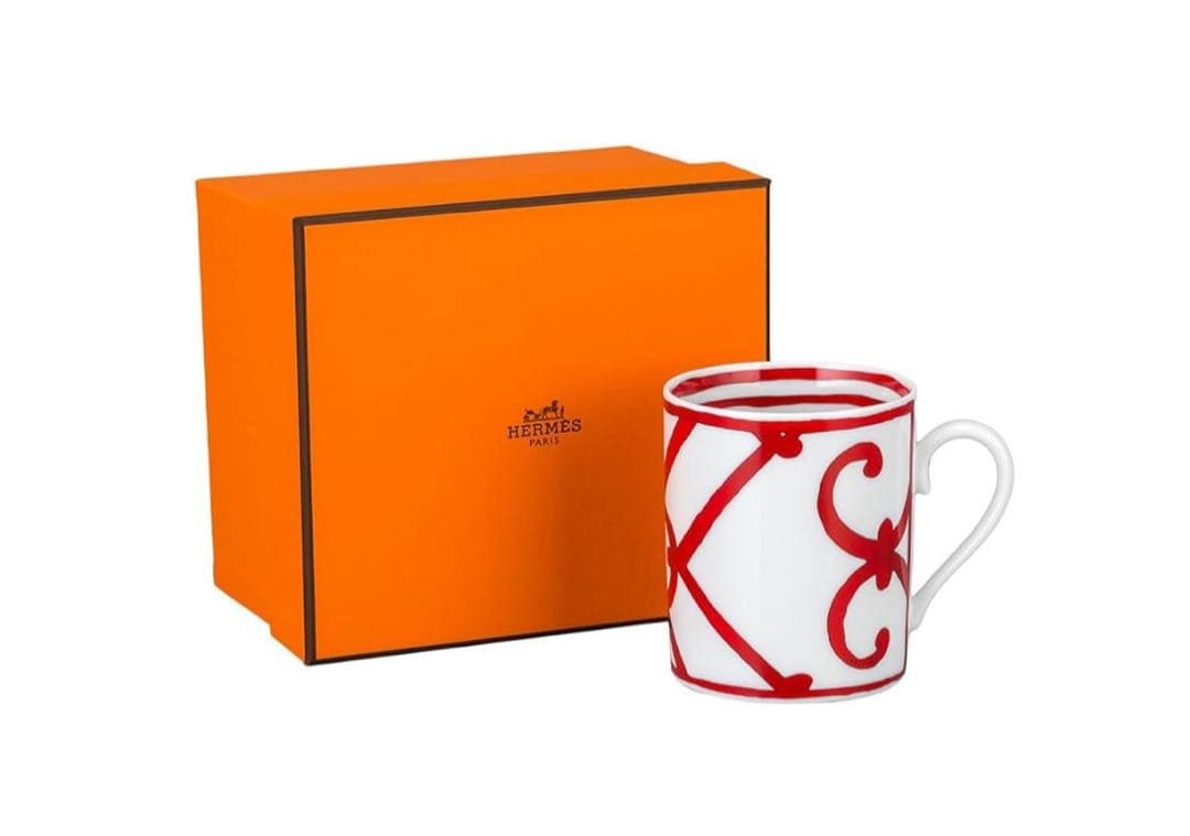 HERMES 白赤デザイン マグカップ❗️最安値かと…