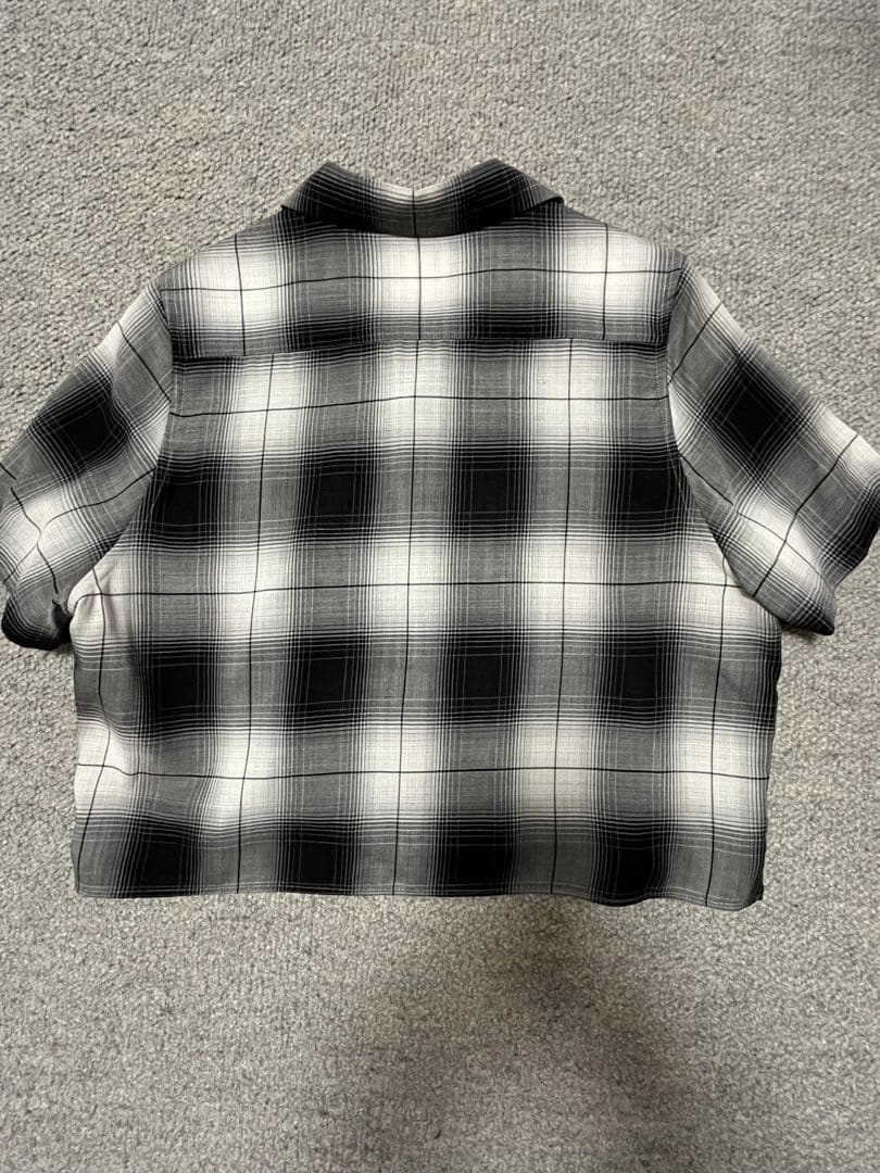 2025 HYKE ハイクオンブレ チェック クロップド シャツ 黒 サイズ2
