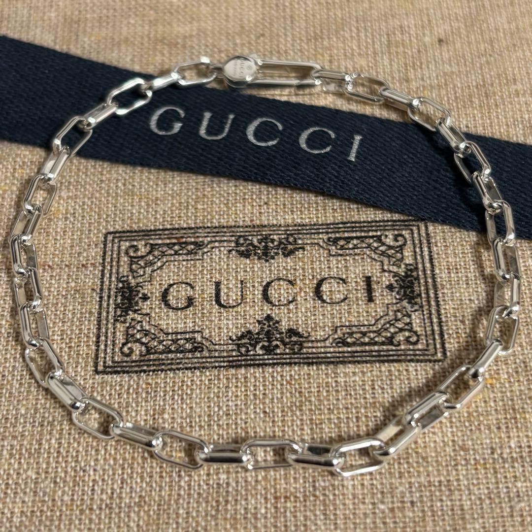 GUCCI 新品同様品　G刻印スクエアチェーンブレスレット　925 刻印19