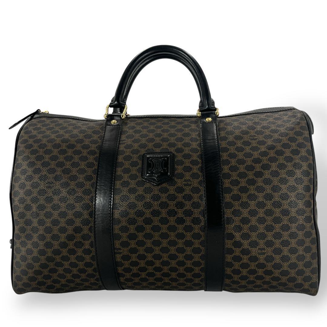 セリーヌ　ボストンバッグ　黒マカダム　トリオンフ　南京錠　旅行カバン　PVC CELINE（セリーヌ） PVC 黒マカダム トリオンフ ミニ ボストンバッグ