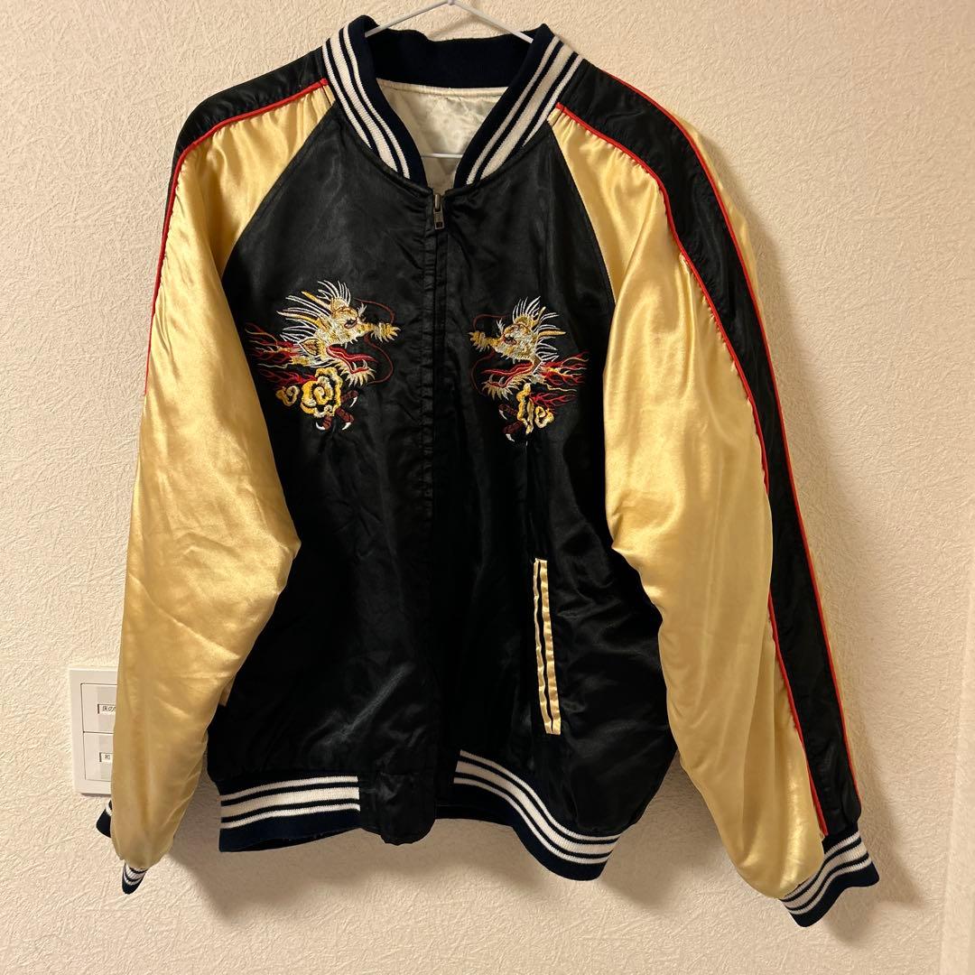ドラゴン刺繍 サテン スカジャン - メルカリ