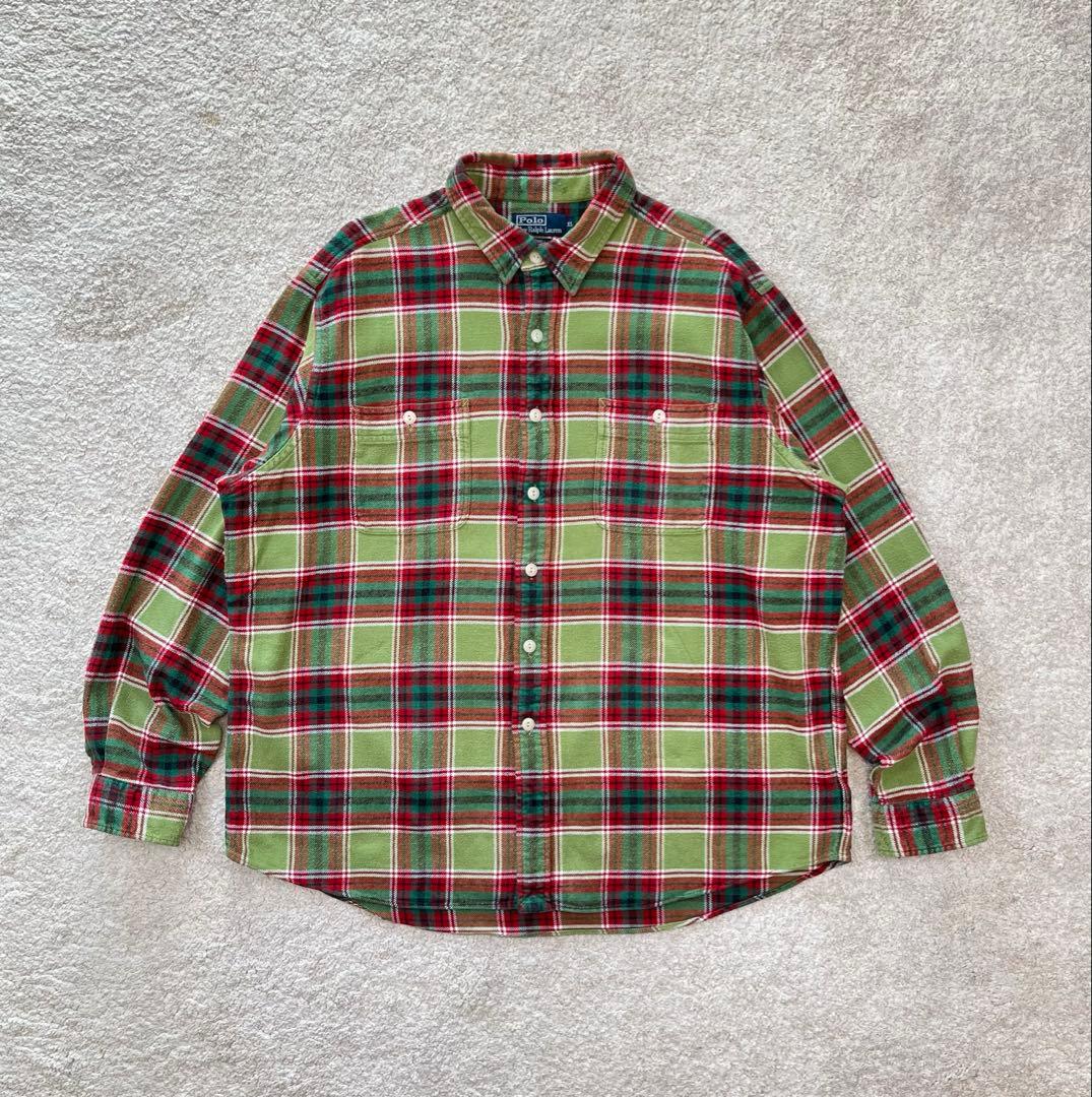 90s Polo Ralph Lauren ネルシャツ FARRELL XL