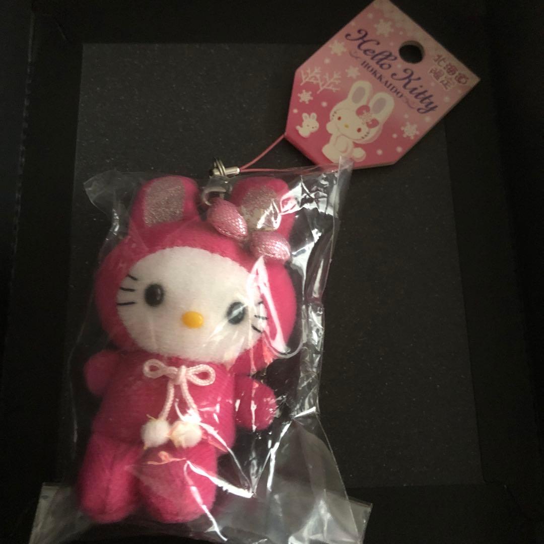 【激レア】ハローキティ 北海道限定 雪うさぎ マスコット ストラップ　タグ付 キティちゃん北海道限定雪うさぎマスコットご当地ボールチェーンレア