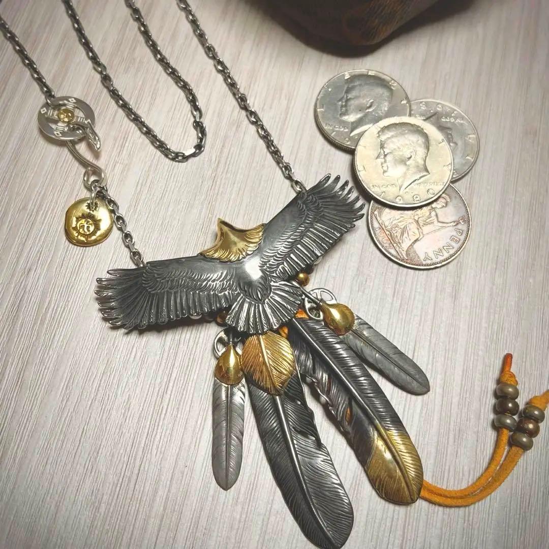最高級silver925特大イーグル フェザーネックレス登坂広臣 キムタク