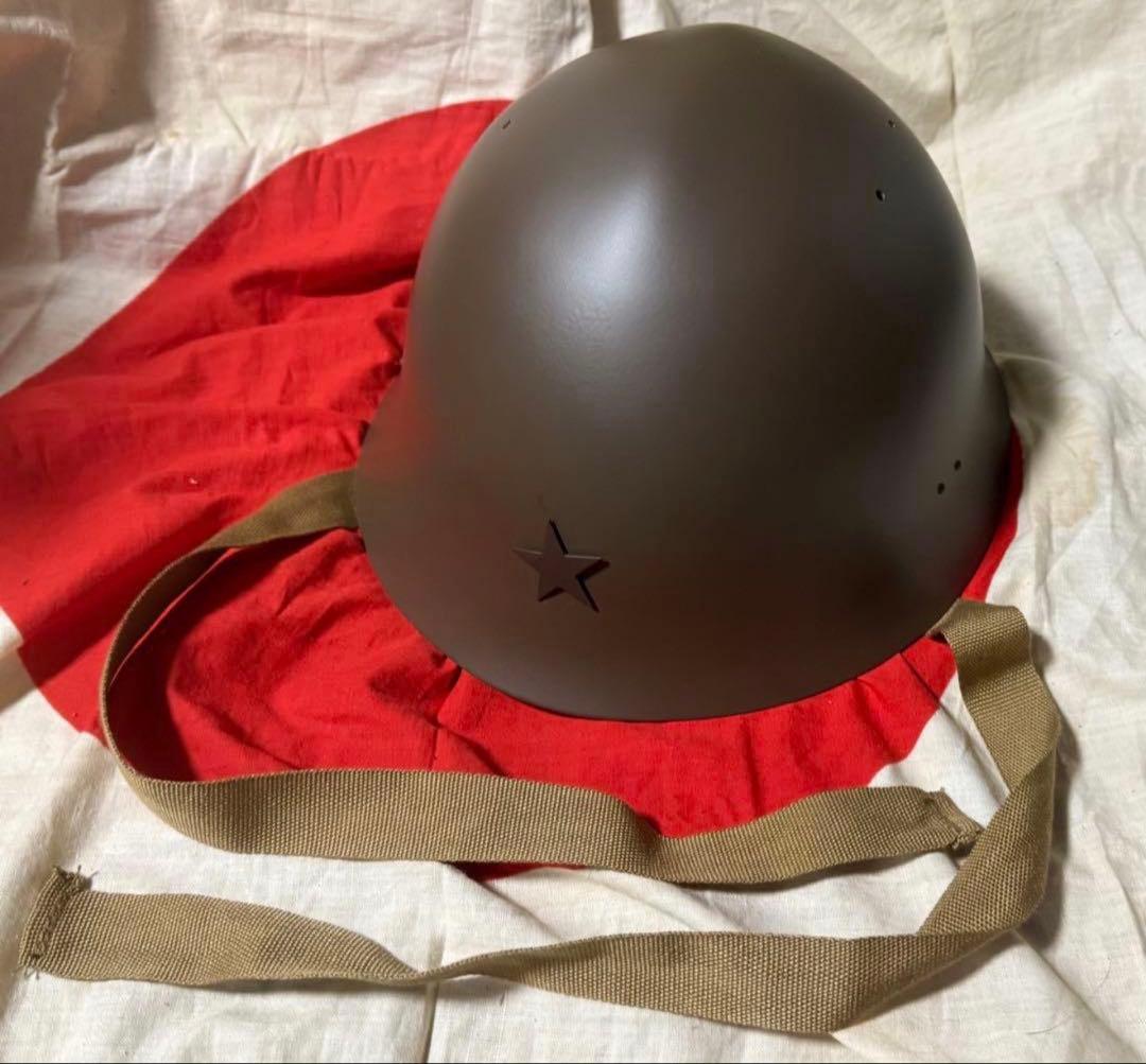 E）海軍九十式鉄帽覆と海軍90式鉄兜のセット(複製品）海軍のカバーと