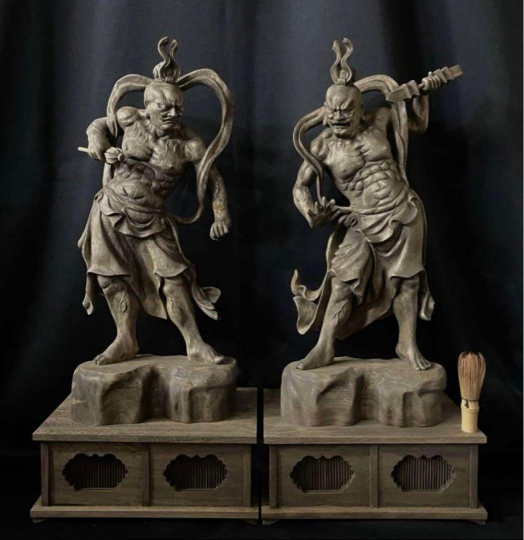 特大72cm 井波彫刻　楠材　木彫仏像　仏師手仕上げ品　仁王像　金剛力士像一式 楽天市場】木彫り仏像 楠木【仁王(金剛力士)像セット】 身丈：立1尺2.5