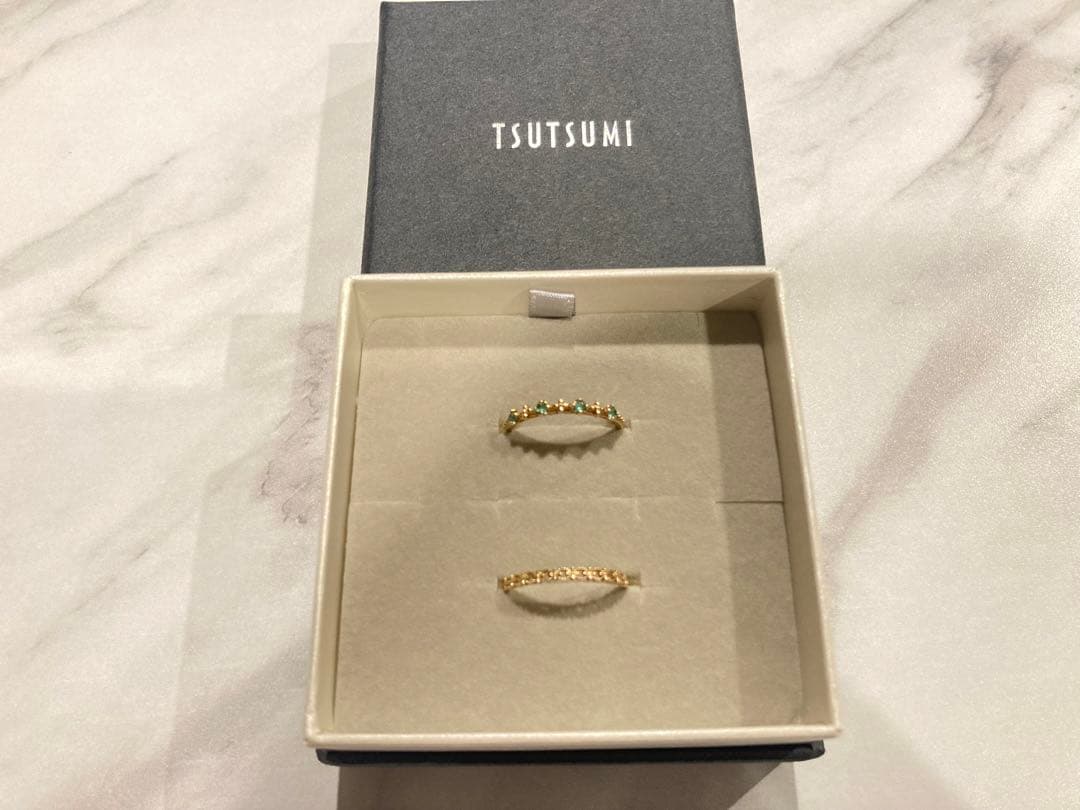 TSUTSUMI イエローゴールド K10 リング エメラルド