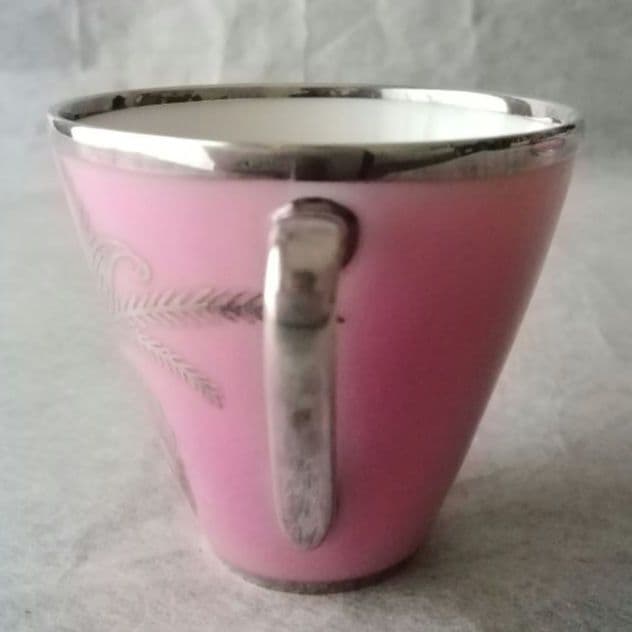 逸品 純銀巻き 蘭花図紋キャビネットカップ アンティーク alka製